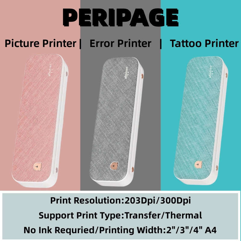 Laser Printer Home - Peripage 휴대용 A4 프린터, 미니 무잉크