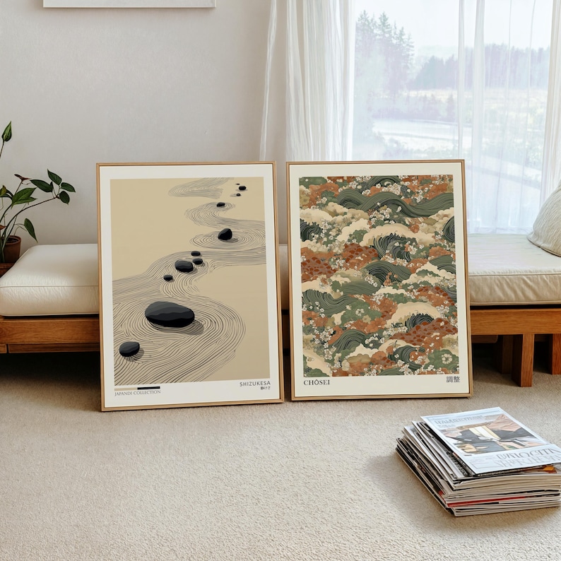 Home Office Japandi - 2pcs Japandi Zen 캔버스 벽 아트