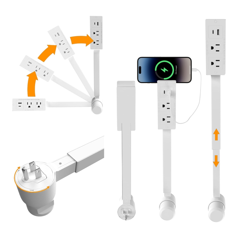 Power Strip Desk - 전기 콘센트 연장기 길이 조절 가능