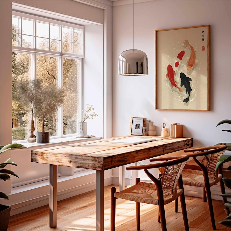1pc 일본 잉어 포스터, 미니멀리스트 아시아 벽 예술 - Home Office Japandi 리뷰 및 가격