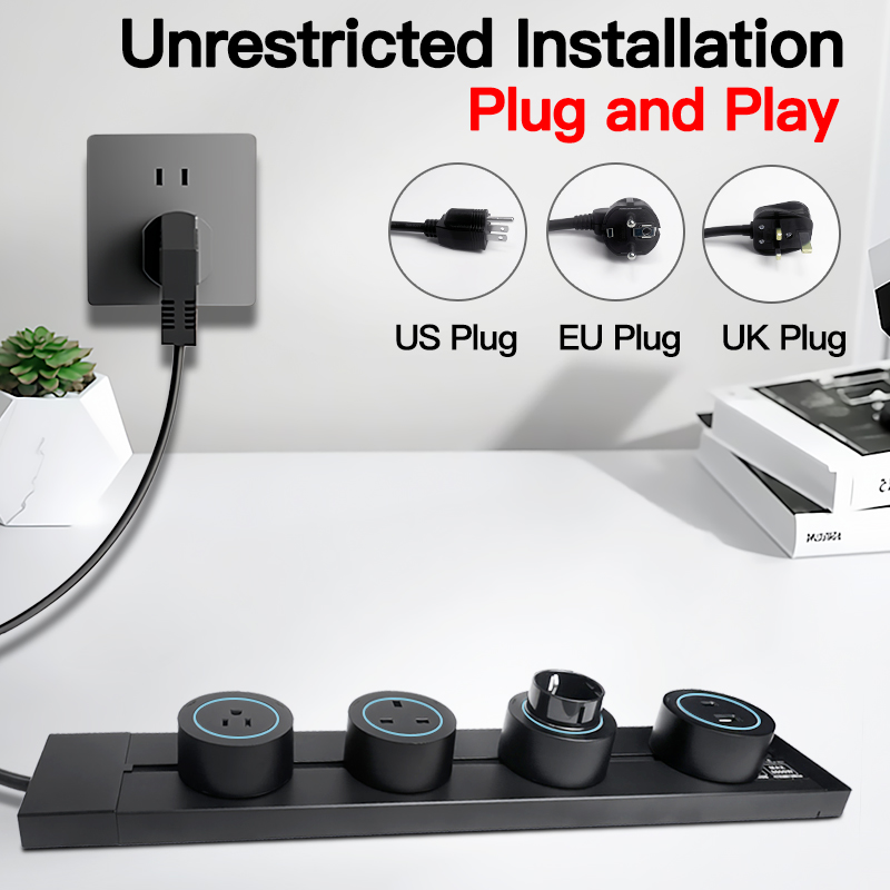 벽걸이형 파워 트랙 소켓 미국/EU/영국 플러그 어댑터 - Power Strip Desk 리뷰 및 가격