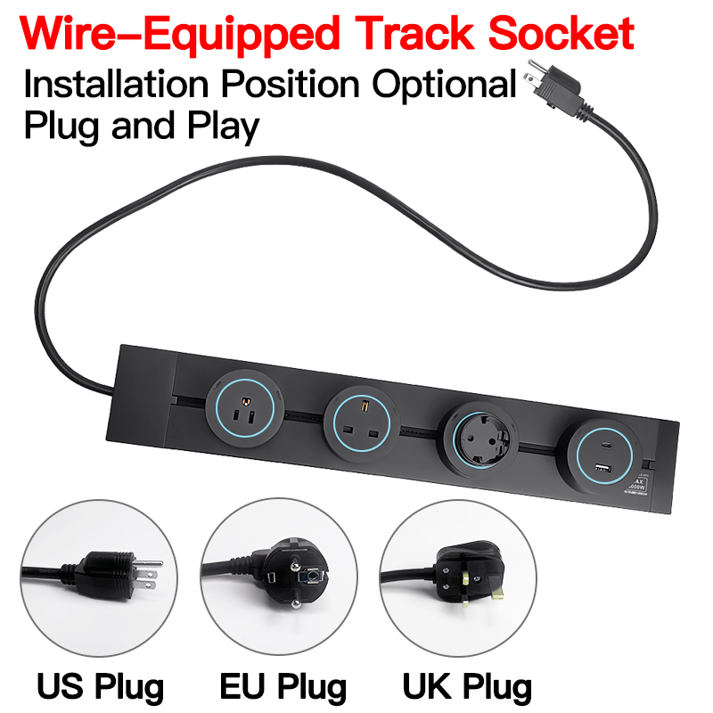 벽걸이형 파워 트랙 소켓 미국/EU/영국 플러그 어댑터 - Power Strip Desk 리뷰 및 가격