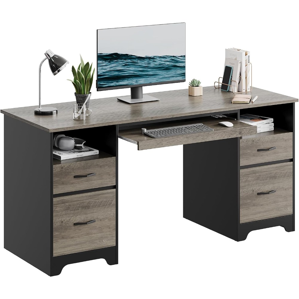 미국 배송 59인치 사무용 책상 4단 서랍 컴퓨터 책상 - Keyboard Tray Under Desk 리뷰 및 가격